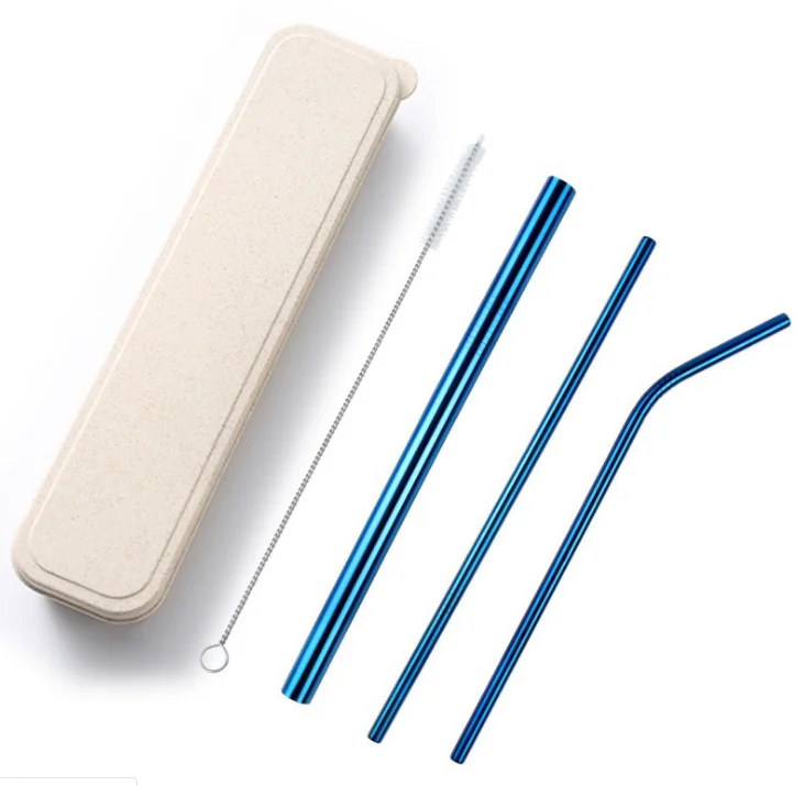 Colored Straw 304 Stainless Steel Straws Reusable Bent Metal Drinking Straw