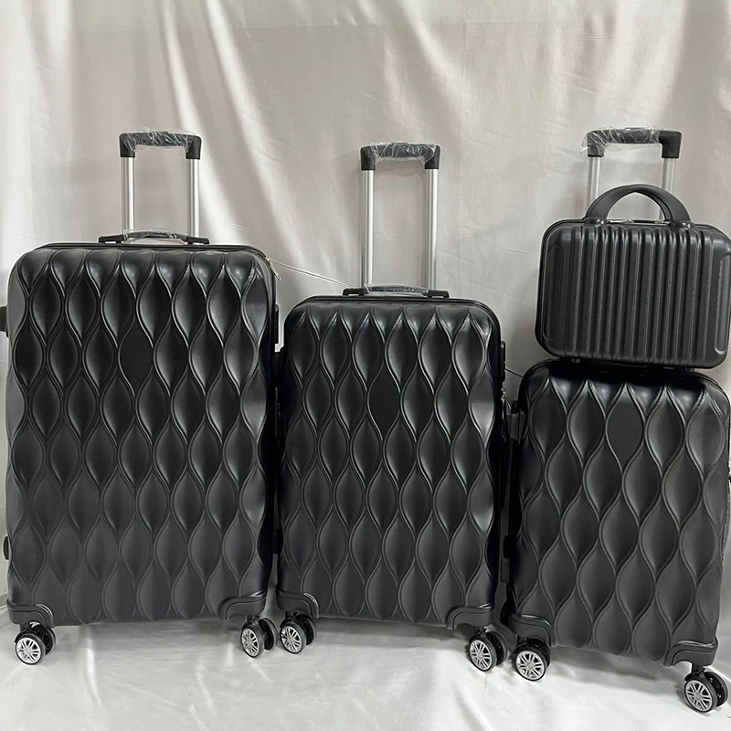 Wholesale 14 20 24 28 inch custom 4 piece ABS travel bag set trolley luggage travelling suitcase suit with lock