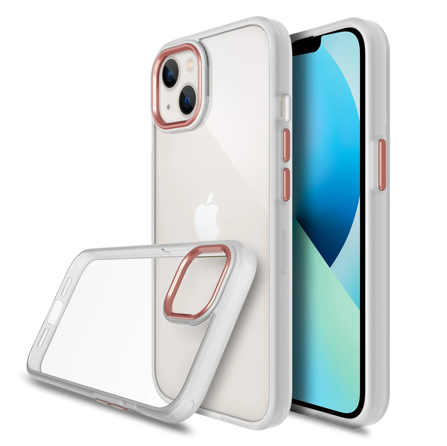 Factory Price Wholesale Designer Anti Fall Scratch Resistant 2mm Clear Transparent Alloy Ring Shockproof Case For iPhone 13 14