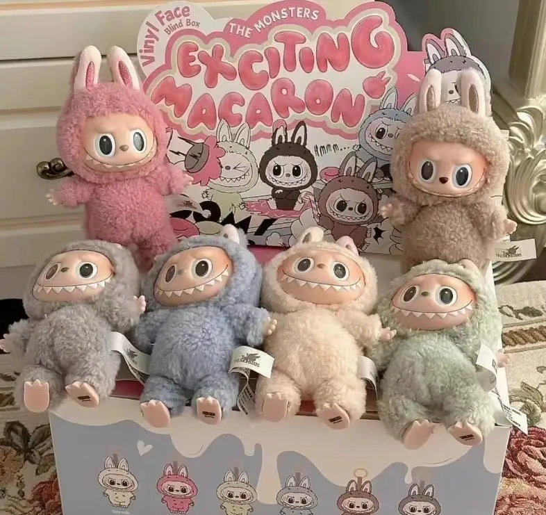 New arrive labubu popmart toys macaron toys anime action figure labubu blind box toys for decoration labubu mini keychain