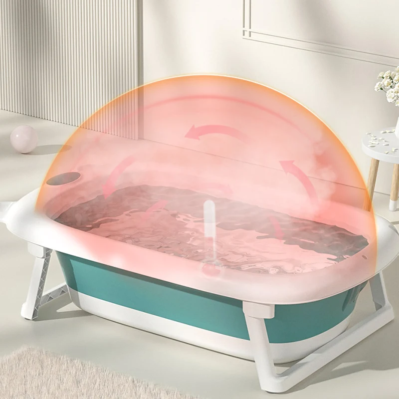 Banera Para Bebe Portable Plastic Folding Foldable Collapsible New Born Kids Baby Bathtub Bath Tub With Thermometer Temperature