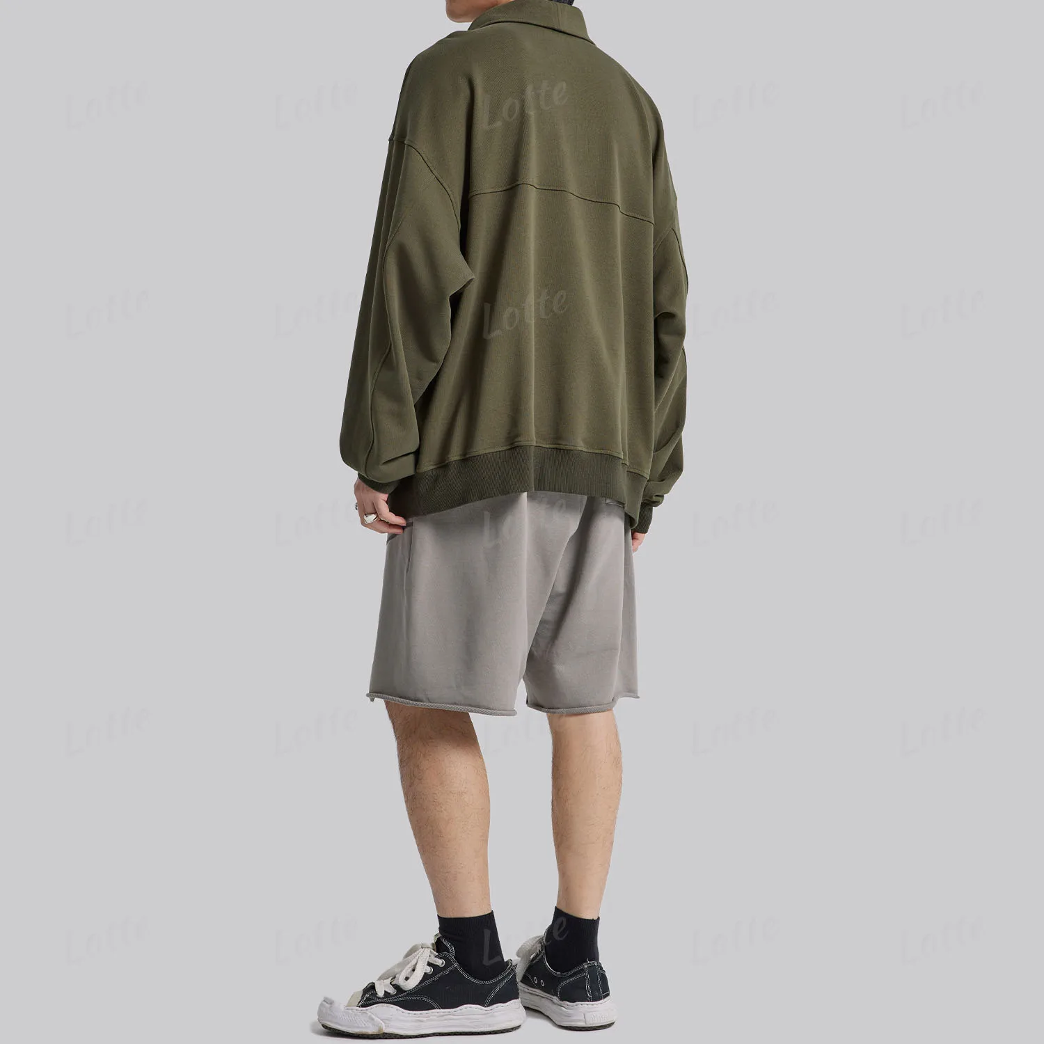 Custom Logo Warm Cotton Fleece Half-zip Sweatshirt Big and Tall Oversize Plus Size Mock Neck Quarter Zip Pullover Men