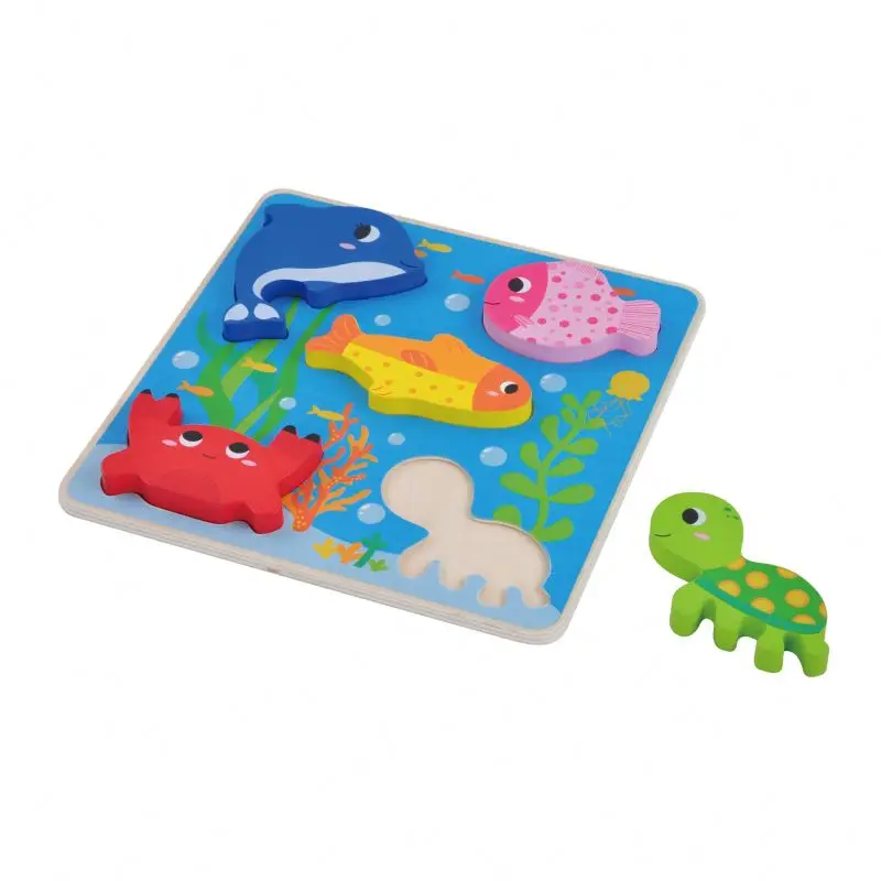 2024 New Design Colorful Sealife Wooden Animal Puzzle