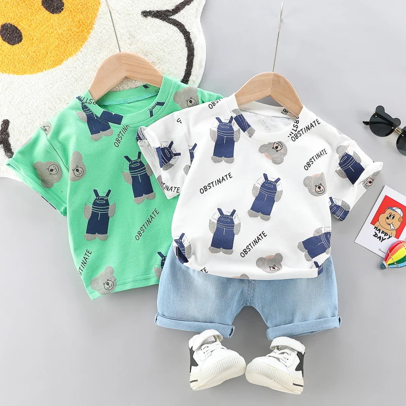 2022 latest design fashion boys clothing summer low prices Cartoon  baby boy clothes 3 years Baju budak borong murah