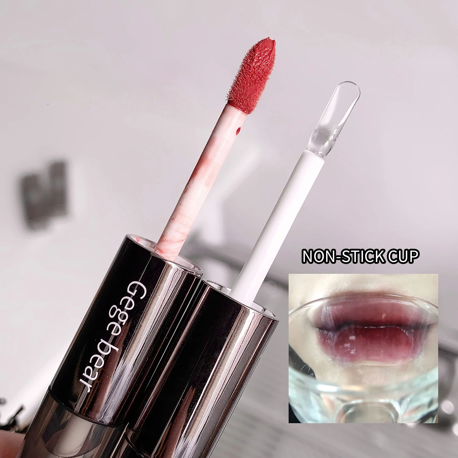 New Arrival Double-Headed Lip Glaze Mirror Water Gloss GEGE BEAR Moisturizing Plump Lips Not Easy To Fade Cute Lip Gloss