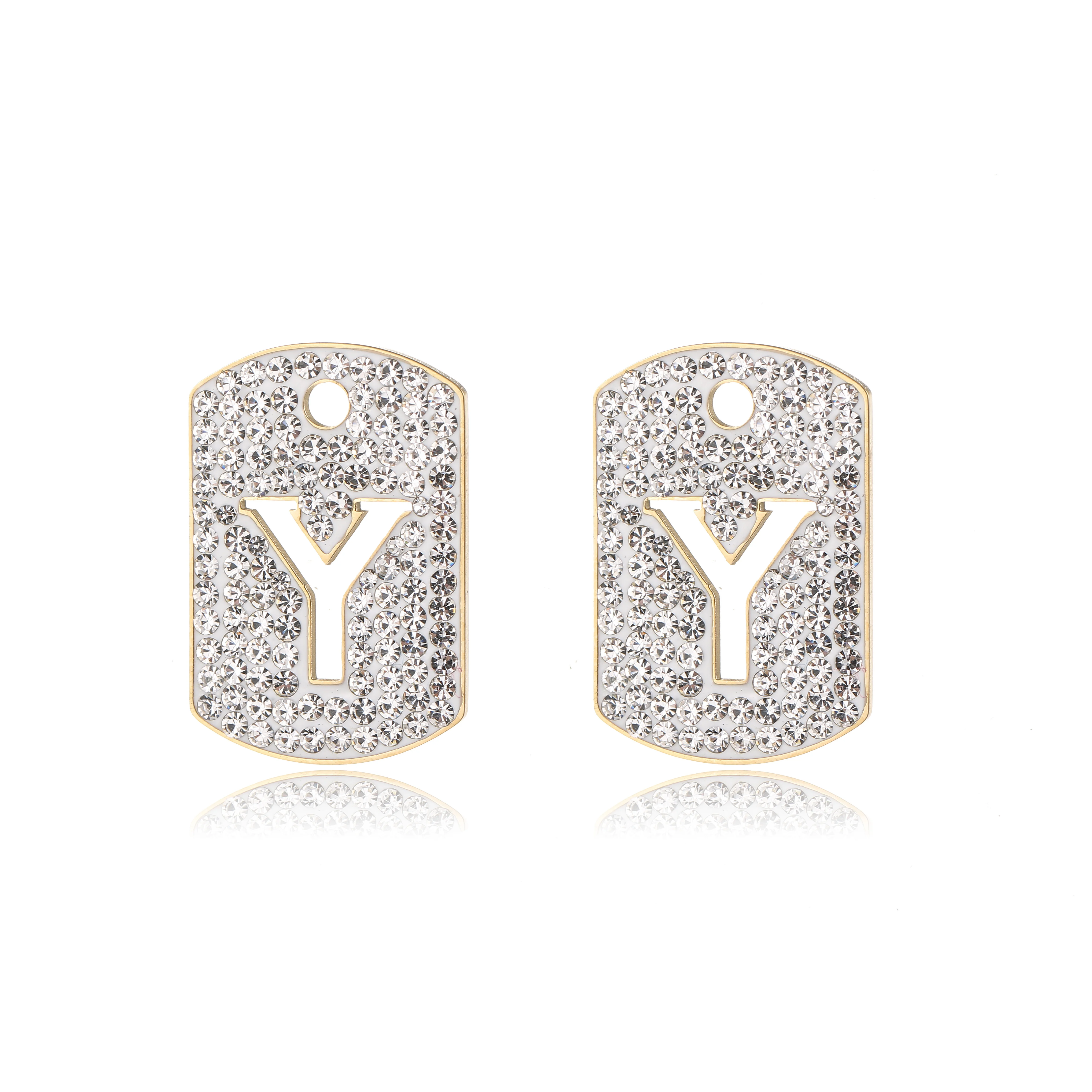 Whosale Fashion Hip Hop Full Diamond Hollow Y Iced Out Letter Stainless Steel Initial Pendant