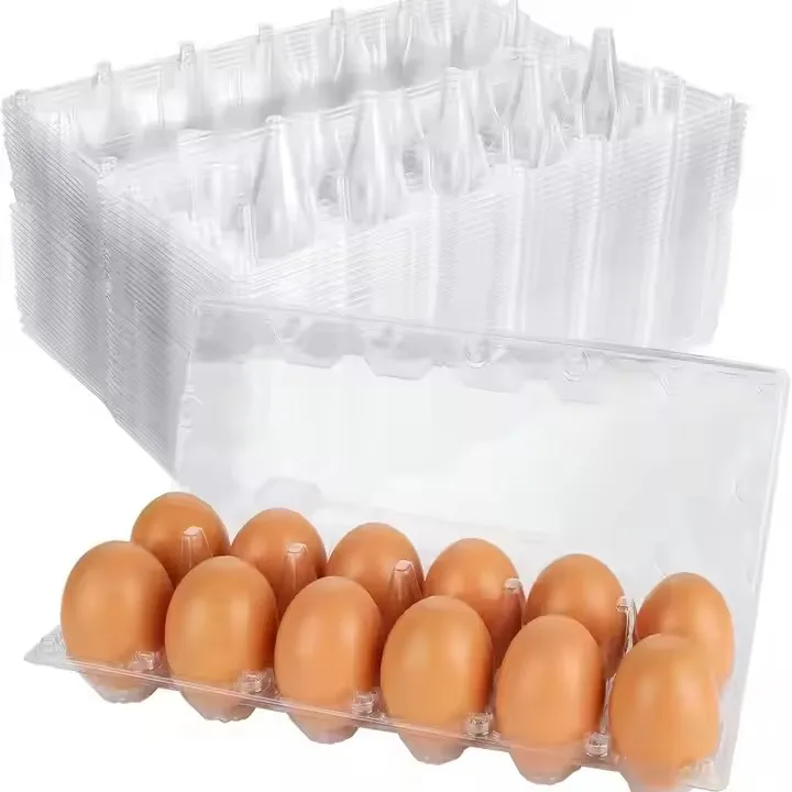 Disposable 10-Hole Egg Trays Transparent PET Plastic Square Trays with Blister Process Egg Tray Box Mold