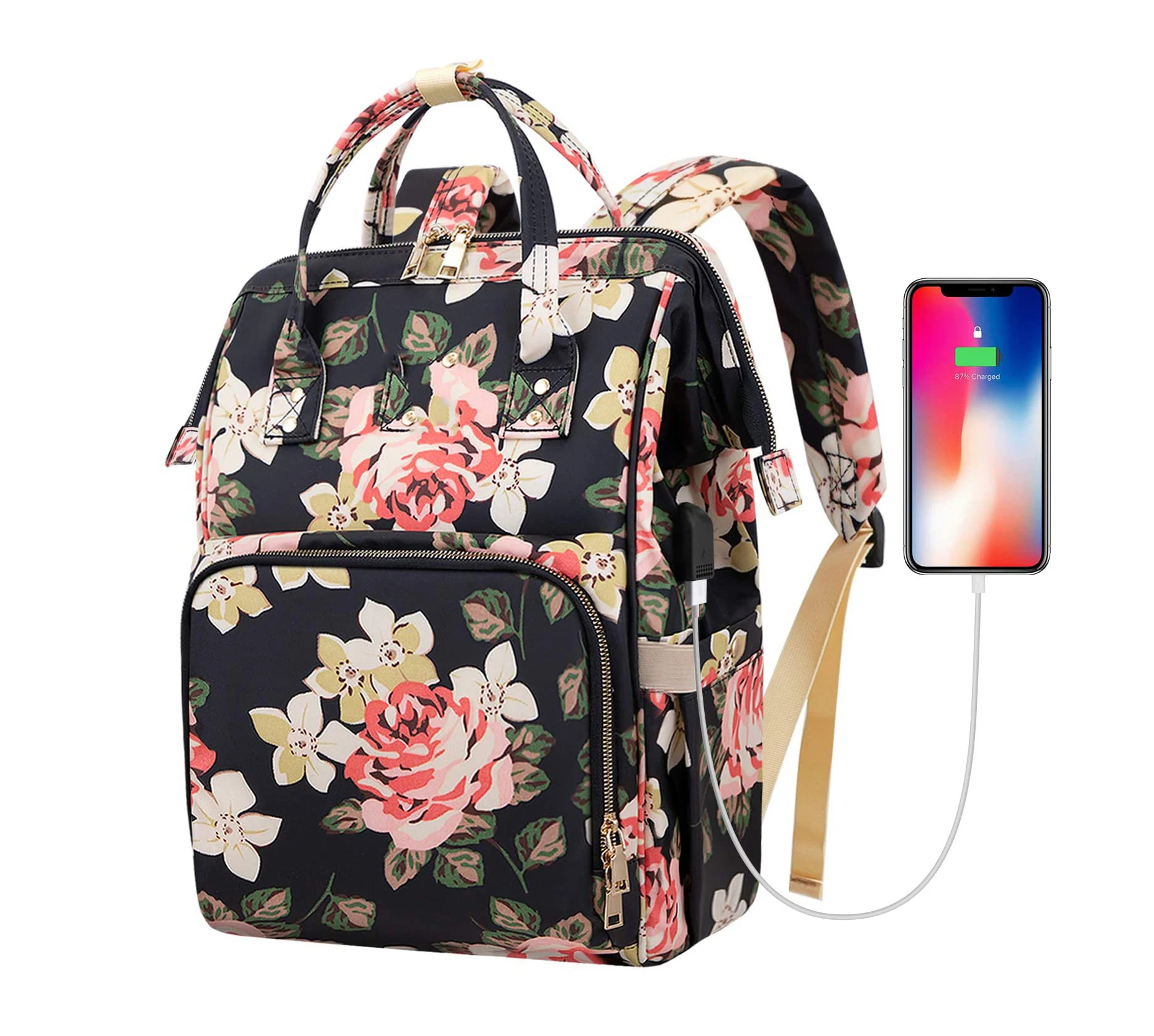 Fashion backpack,  College School Backpack with USB Charging Port,Water Resistant Casual Daypack Laptop Backpack