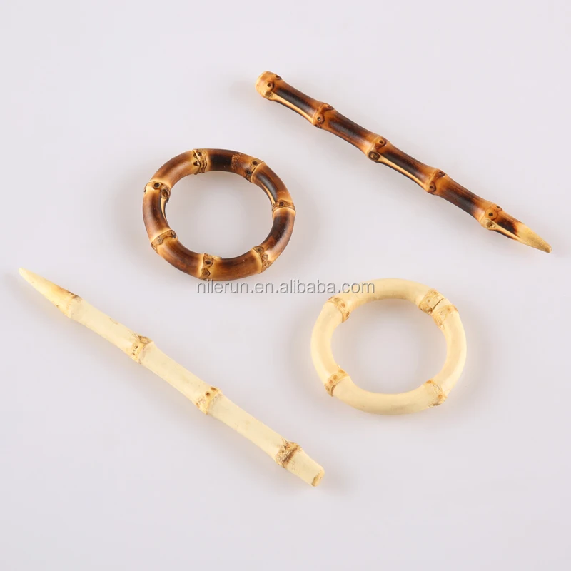 Nilerun Vintage Retro Geometric Round Hoop Handmade Rattan Barrette Hairgrip Hair Bobby Pin Clip Clamp Bamboo Root Stick Hairpin