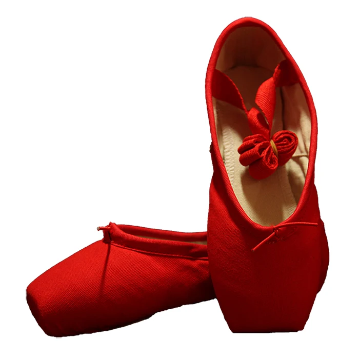 
2020 Women Profesional Ballet Dance Toe Shoes Flat Red Satin Pointe Shoes For Girl 