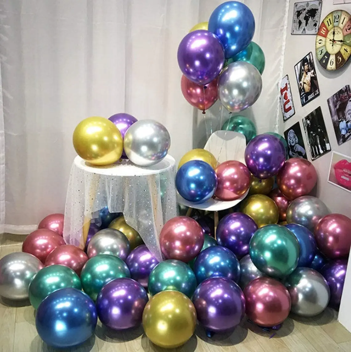 10 inch Round Chrome Metallic Latex Balloons For New Year Christmas Birthday Wedding Party Decorations