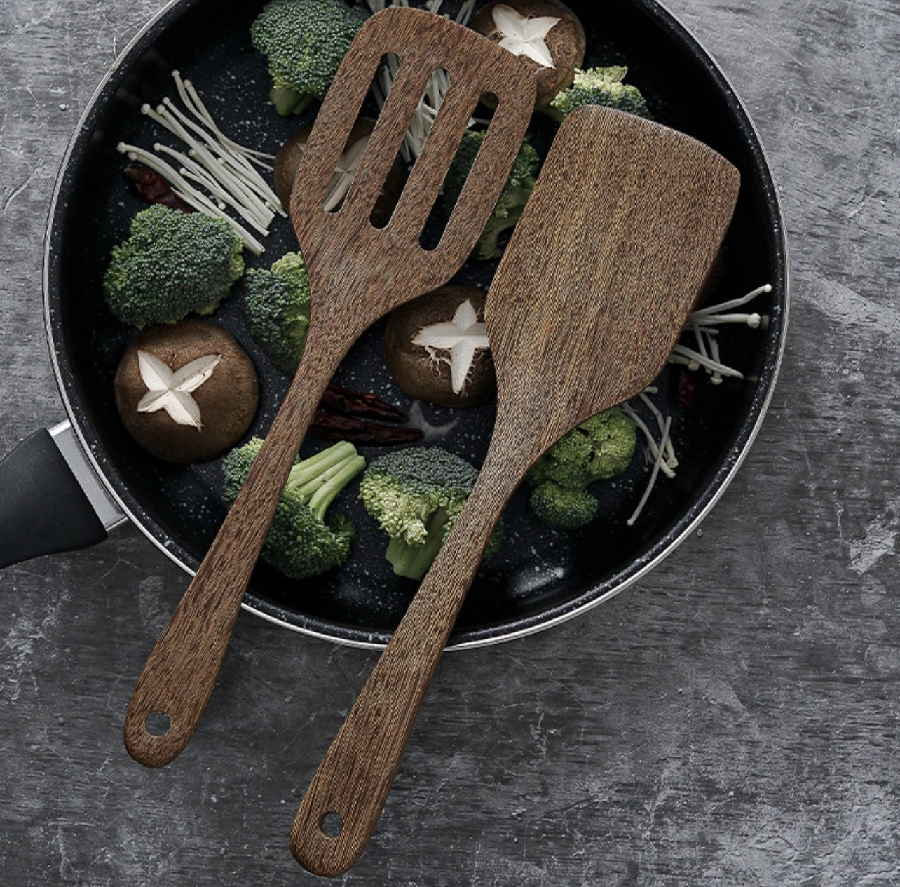 Biodegradable Wooden Spoon for Cooking Teak Wood Utensils Kitchen Spatula for Nonstick Cookware Utensils Set