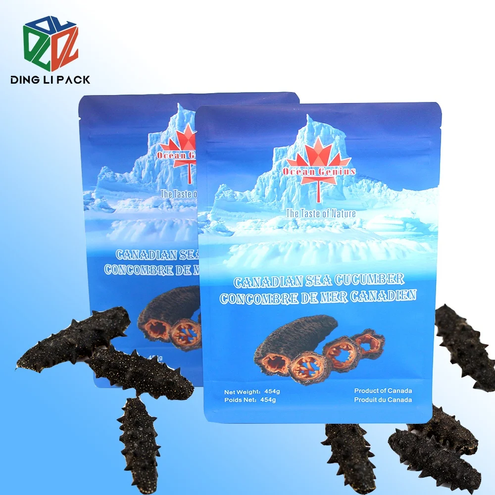 Packing Canadian Sea Cucumber Aluminum Foil Eight Side Sealed Sea Food Packaging Bag With Print