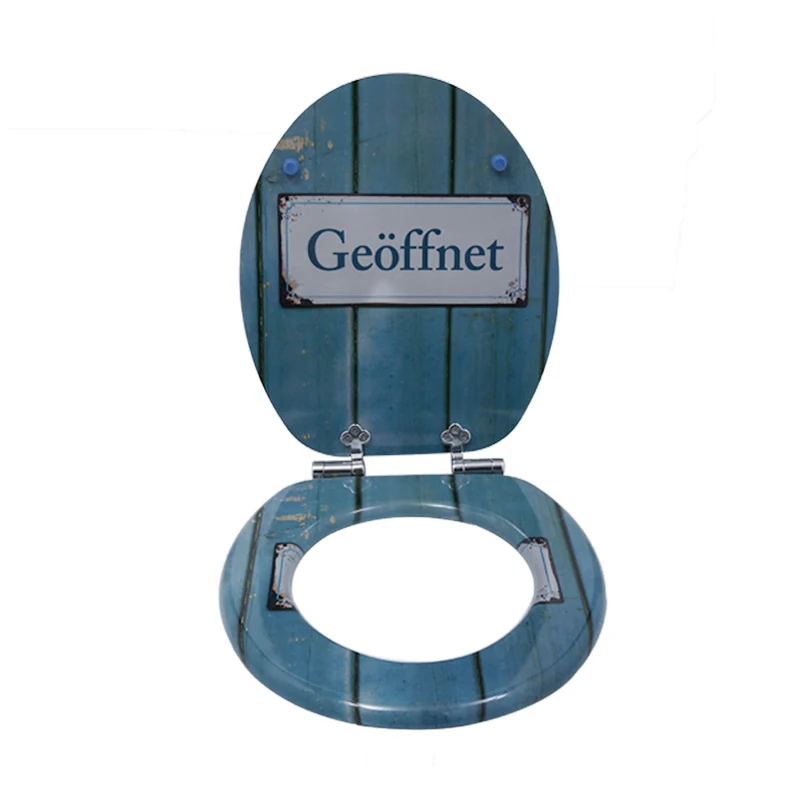 Custom Printed  MDF Bathroom Toilet Seat with Soft Close Hinge