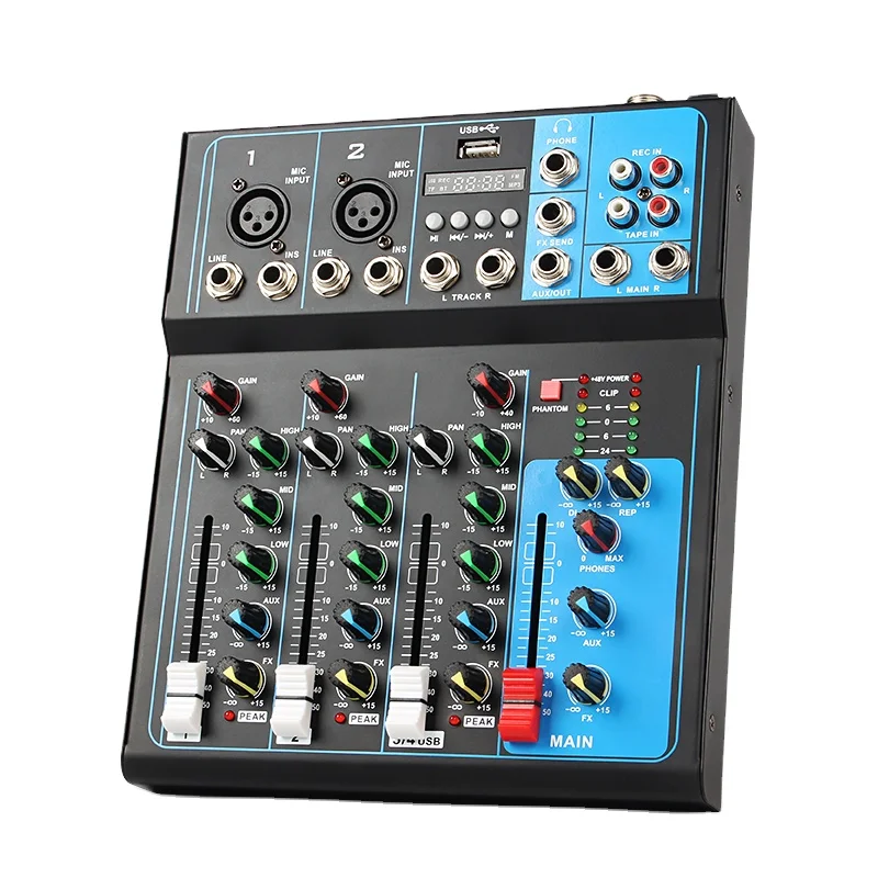 J.I.Y F04 Professional 4-channel Mixer Microphone Mobile Phone Live Broadcast Computer Recording