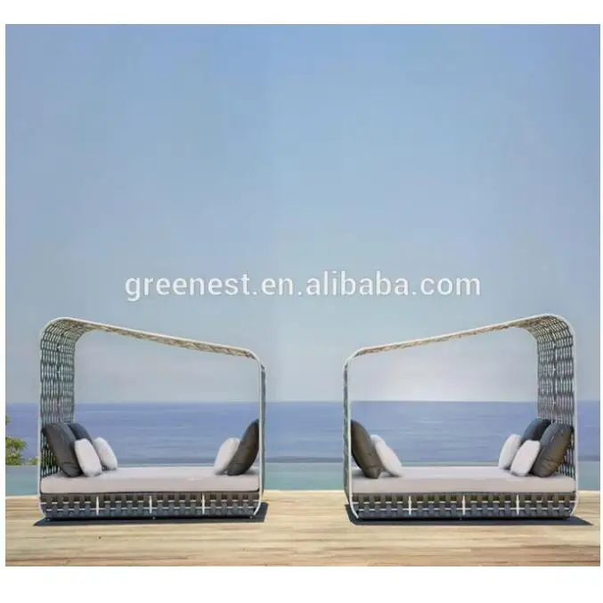 New design queen sized rattan outdoor garden day bed furniture