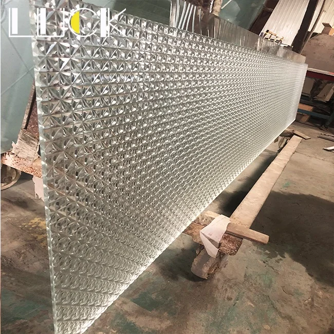 8mm 10mm 12mm V groove  flute design wall window safely clear and coloered tempered glass for building