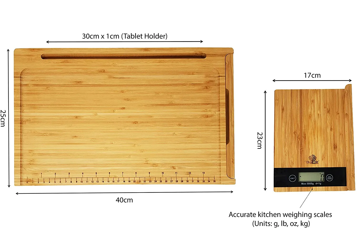 High Quality Bamboo Chopping Board with Digital Weighing Scale