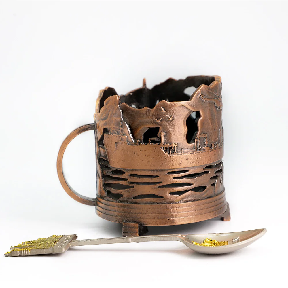 Factory Russian Home Decoration Metal Craft Cup Holder Custom Antique Copper Metal Craft