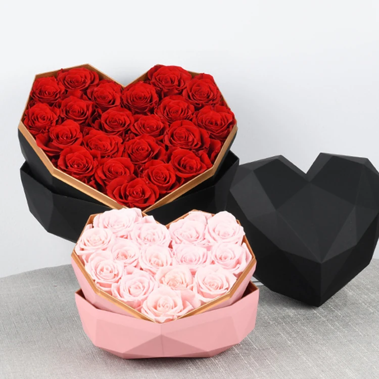 
PF43-1 Long Lasting Rose A grade Preserved Roses In Heart Acrylic Box 