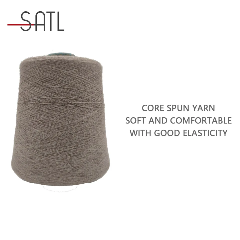 Factory Wholesale 48NM/2 65% Cotton 35% Polyester Blended Core Spun Yarn For Knitting With Good Elasticity