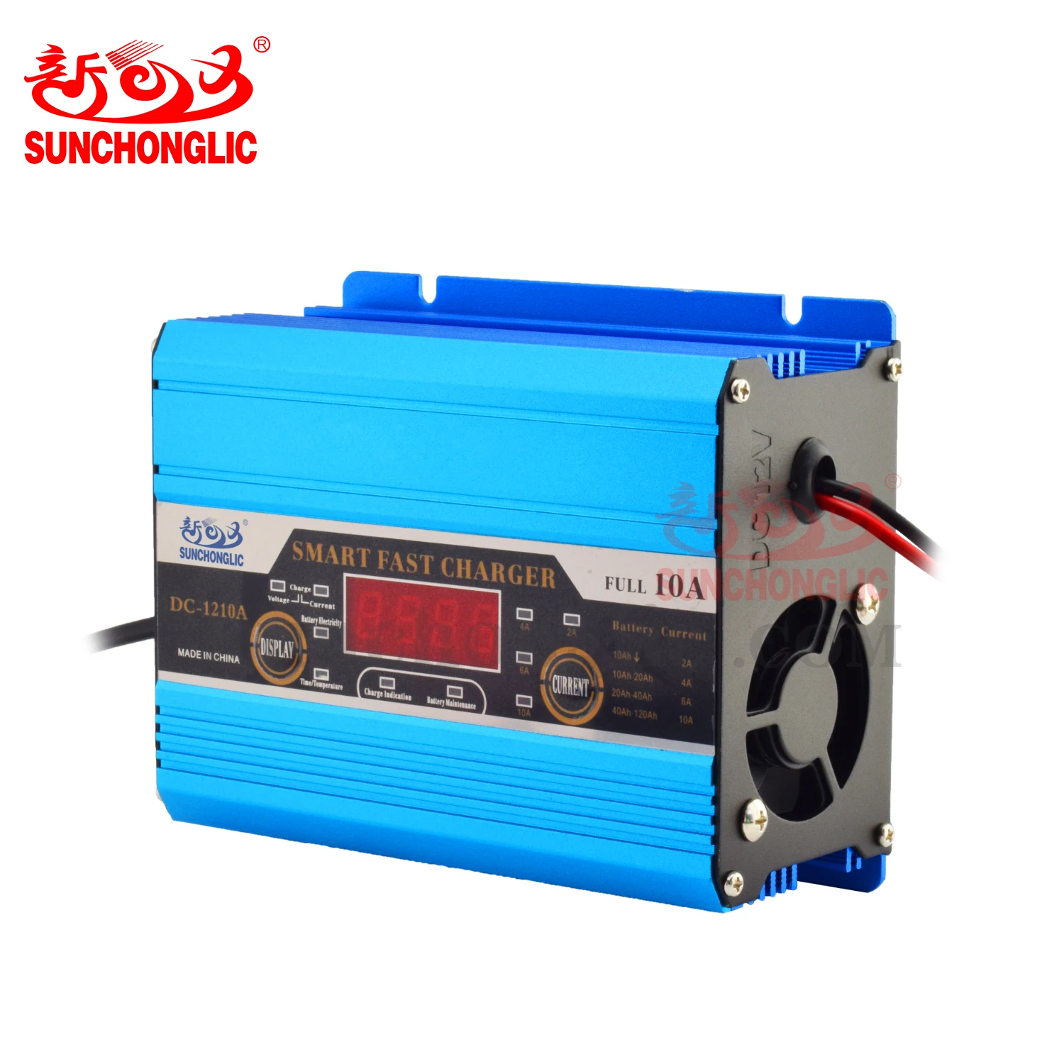 Sunchonglic LED display 12 volt 10 amp 12v 10A three phase automatic lead acid car battery charger