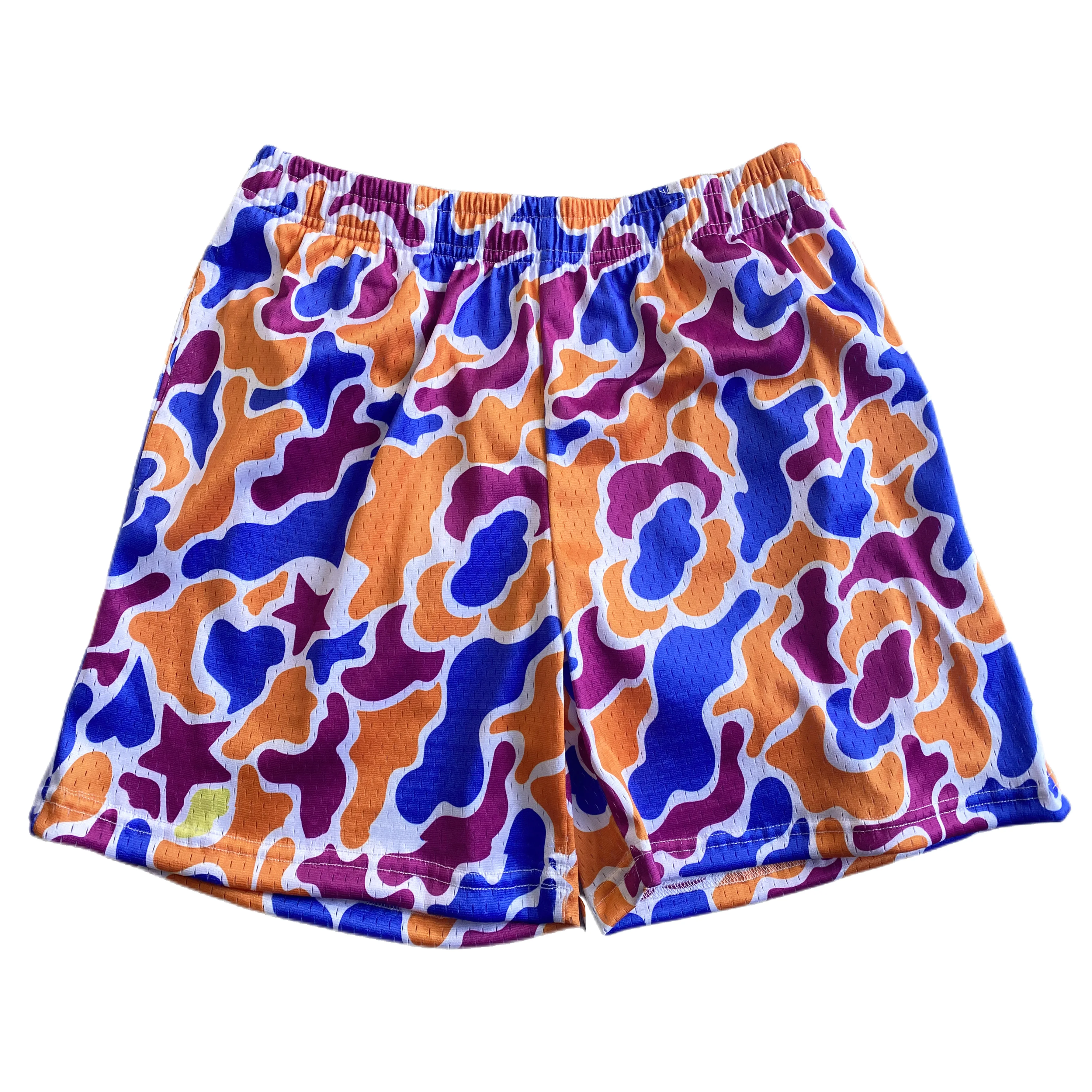 Men Active Wear All Over Print Above the Knee 5 Inch Inseam Custom Sublimation Streetwear Double Layer Basketball Mesh Shorts