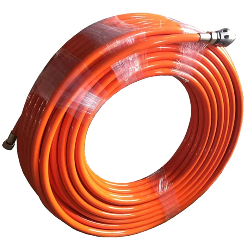 Abrasion resistant polyurethane cover high pressure flexible sewer cleaning jetting hose with nozzle