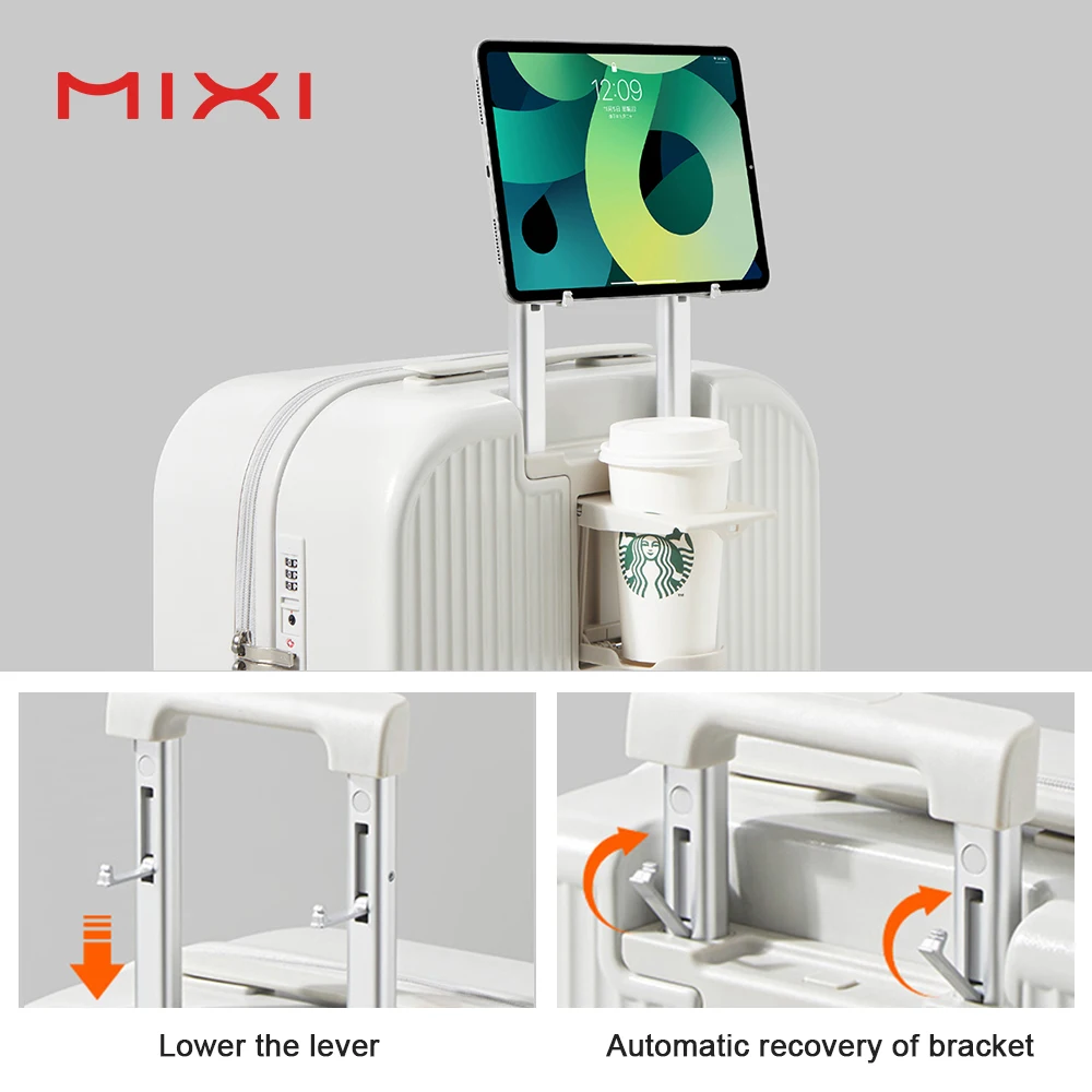 Mixi Multifunctional Suitcases Travel Cup Hoder USB Charge Port Travel Hard Shell Luggage Aluminum Trolley Suitcase Sets
