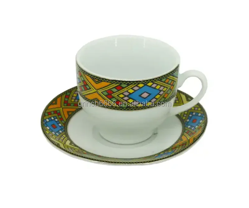 Traditional Ceramic Ethiopian Coffee Cup set with Jebena Coffee pot Cupot Queen Of Sheba Ethiopia Coffee Set