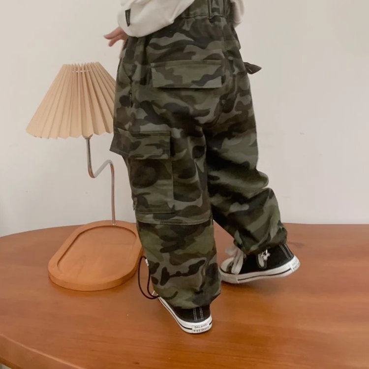 Customized Spring And Autumn Child Clothing 100% Cotton Camouflage Toddler Clothes Kids Boy Cargo Pants