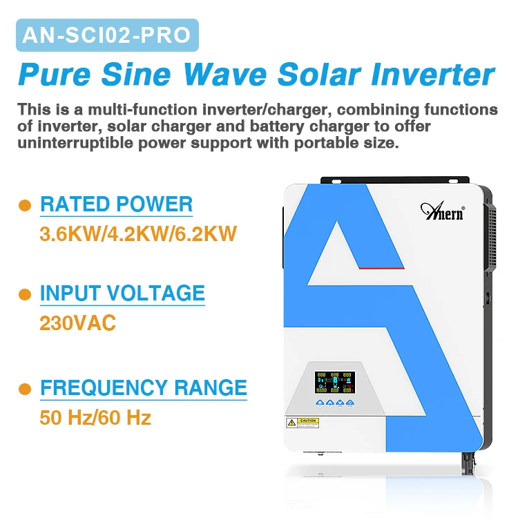 Anern off-grid solar inverter 3000w factory 48v MPPT 80A 500VDC PV Input 220VAC portable PV inverter