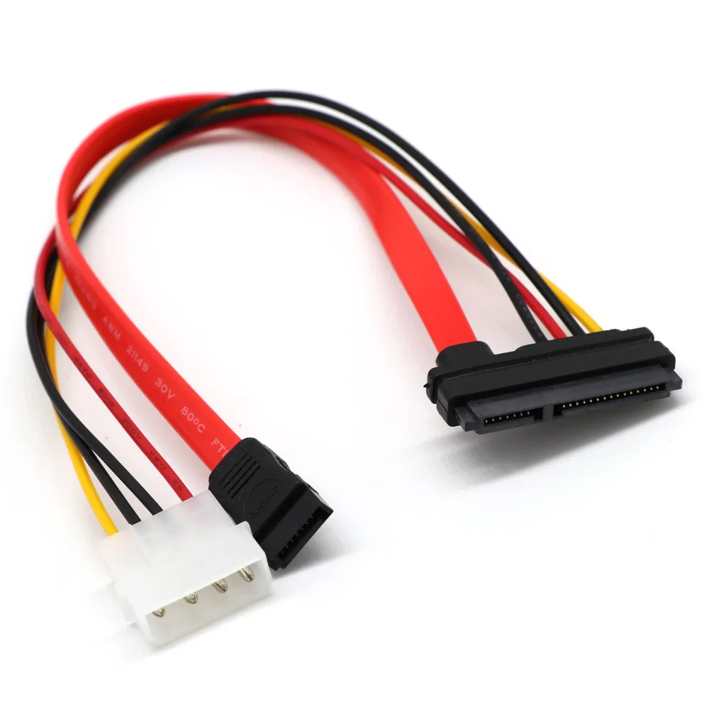 SATA 7+15 Pin 22Pin To SATA 7 Pin + 4Pin DE Power SATA ,Serial ATA III data and power combo cable for 3.5 inch hard drive