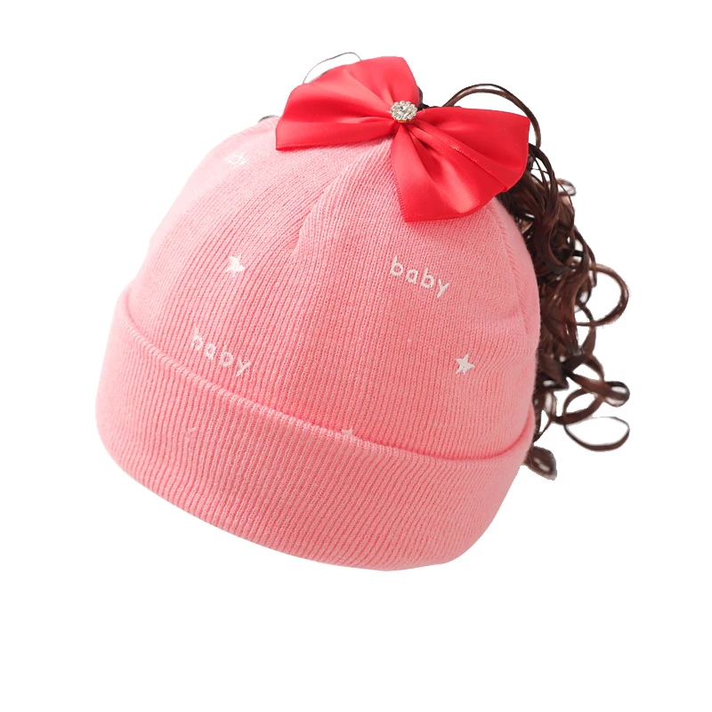 Autumn and winter cute super cute baby wig girl baby princess thick woolen hat