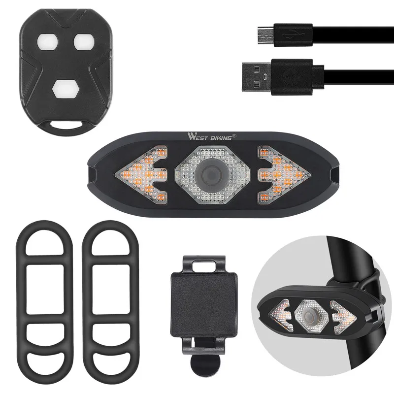  Westbiking Велосипедные замки Новый USB свет велосипед велосипедный фонарь указателя поворота рога дистанционного управления светодиодный задний для