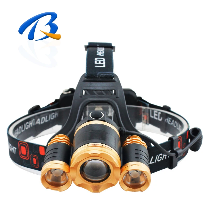 Led Glare Headlight USB Charging 10W High-power Three-light Head T6 Aircraft Light Outdoor Mountaineering Camping Lighting