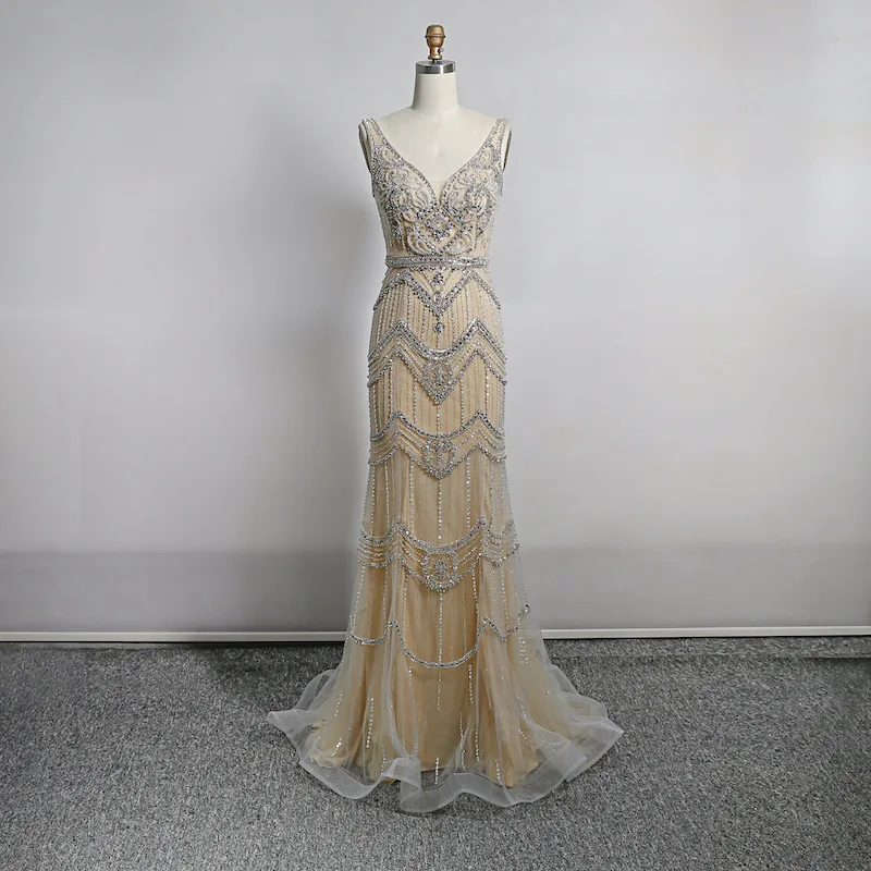 Feather Beaded evening party evening host dresses