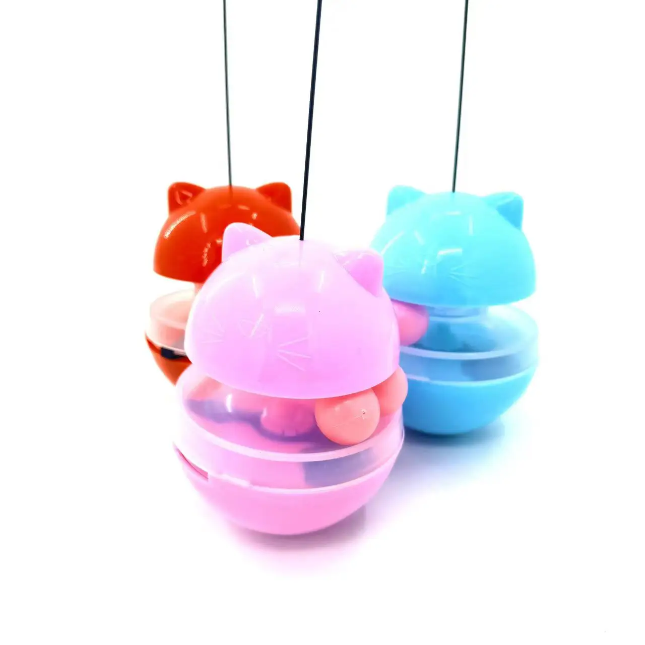 Feather Pole Tumbler for Pets for Playing with Missed Food Ball Fun Pet Toy