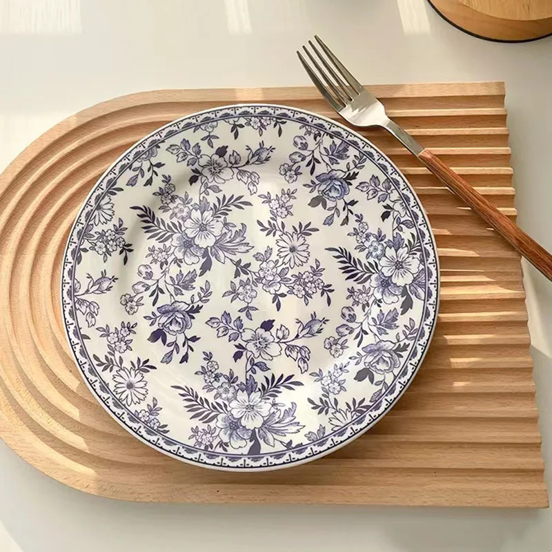 Blue and white series ceramic plate household deep plate cup plate pattern tableware
