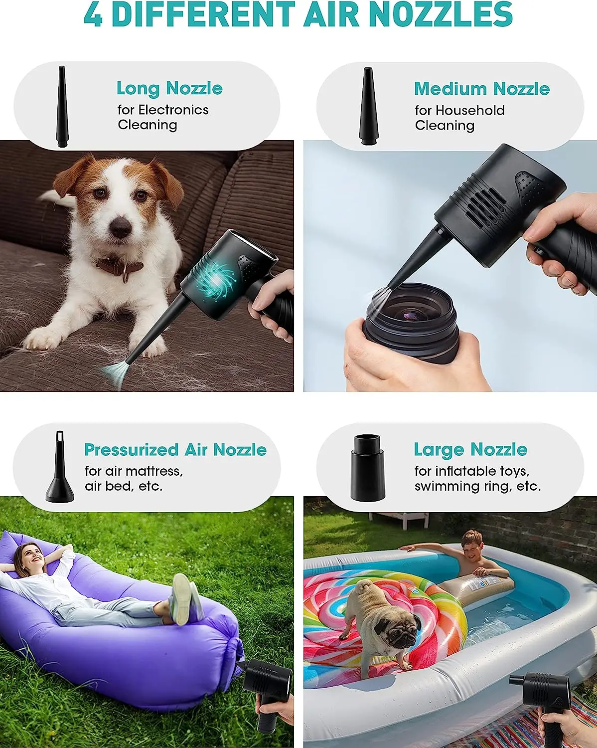 Wireless Air Duster USB Dust Blower Handheld Dust Collector Large Capacity Portable for PC Laptop Car Clean Keyboard