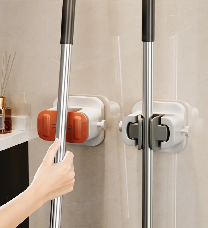 Factory Direct Mop Wall Hanging Clip Non Punching Mop Rack Vacuum Suction Cup Toilet Storage Rack