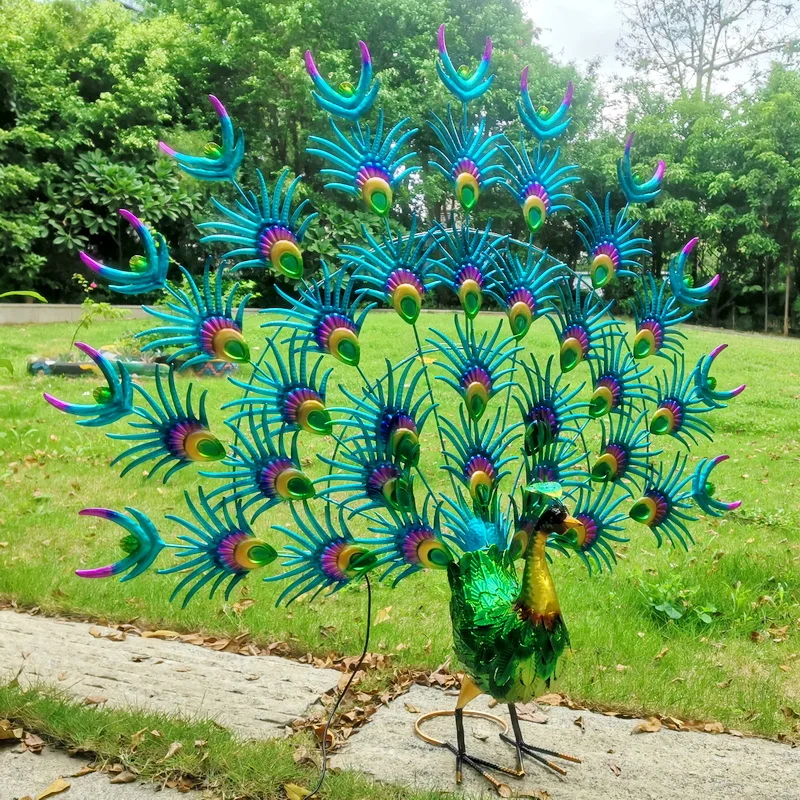 christmas decoration wedding gift lighting metal large peacock statue