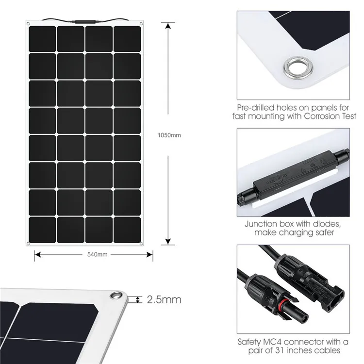  Лидер продаж гибкие солнечные панели Sunpower 18 в 100 Вт для домов на колесах кровельных яхт