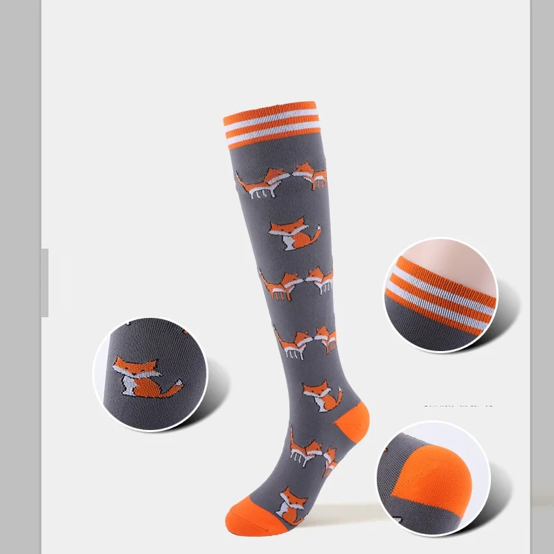 Custom Pattern Breathable Colorful Fancy Knee High Graduated Medical Compression Socks