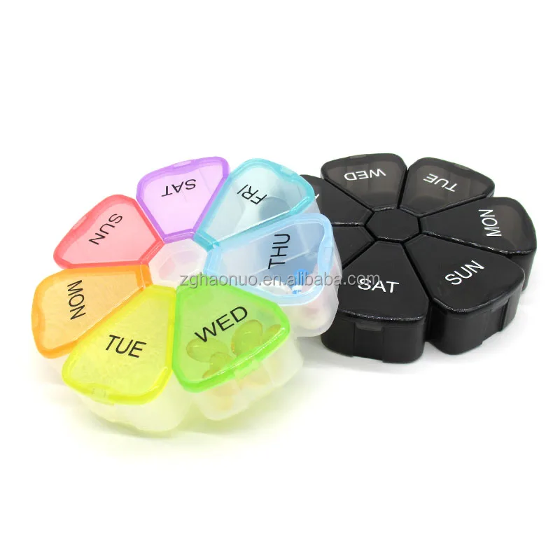 factory price weekly 7 days  pill organizer  colorful pill box for a week  petal-shaped smart  pill / medicine box