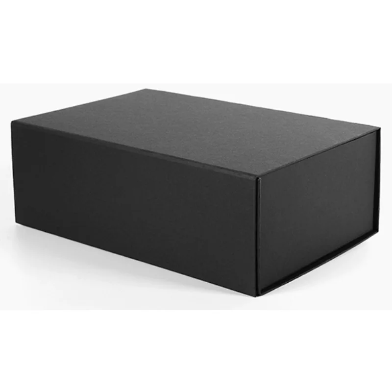 Custom Logo Black Cardboard Gift Box Foldable Rectangle Hard Paper with Magnetic Closure 2mm Thickness Face Cream Shoe Packaging