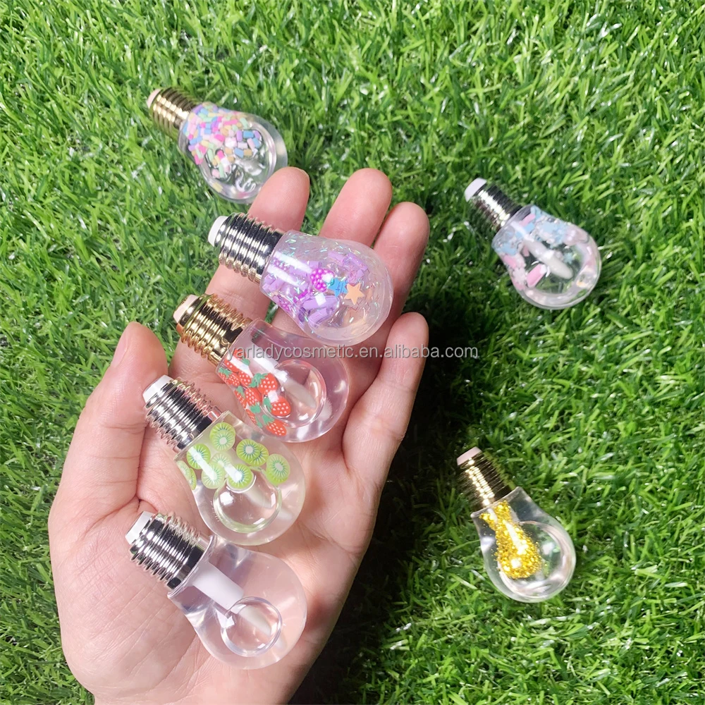 Private Logo Customize Whole Sale Light Weight Scent Unique Cute Light Bulb Purple Blue Green Color Change Clear Lip Gloss