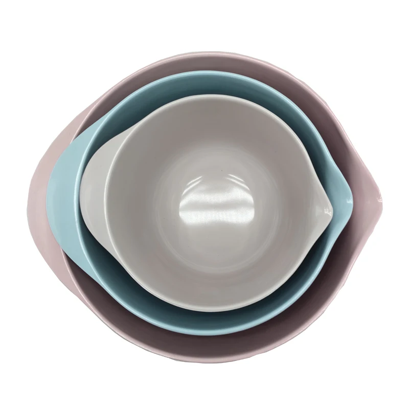 Set/3pcs Melamine Salad Mixing Bowl 3 Pcs Bowl Set/plastic Brown Box Customized Logo Plastic Bowls Kitchenware Contemporary 500