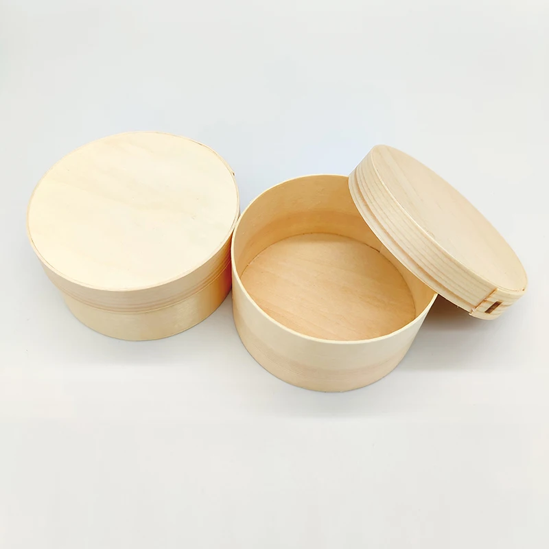 Одноразовая круглая деревянная коробка для выпечки Bento с деревянной