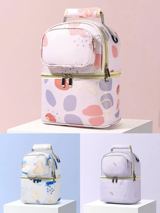 Large Capacity Insulated Thermal Breast Milk Cooler Bag Leakproof Diaper Mommy Bag with Secret Compartment Coolant Bag for Lunch